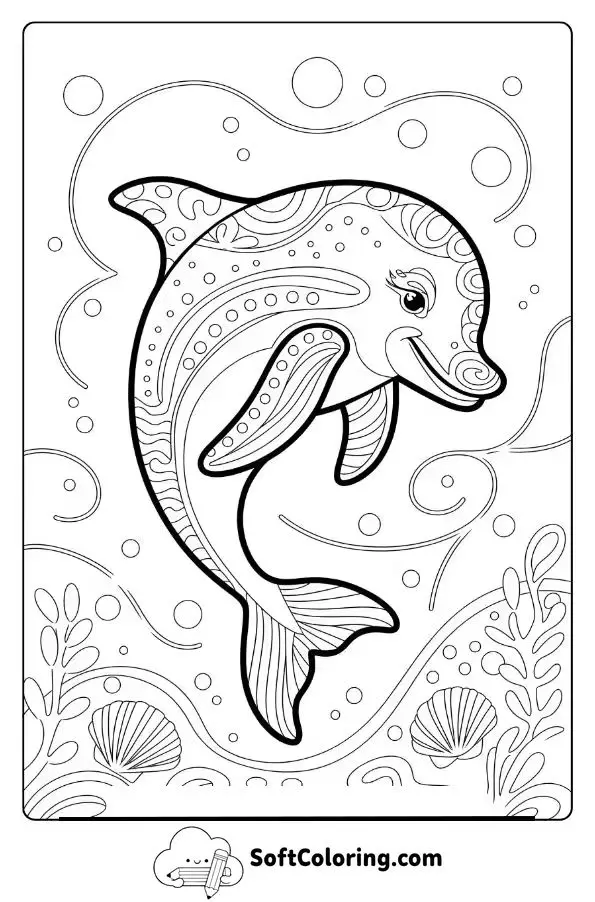 Detailed Dolphin In An Enchanted Sea