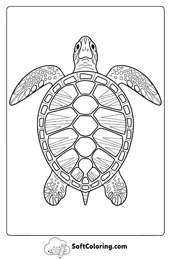 Detailed Sea Turtle With A Gradient Shell