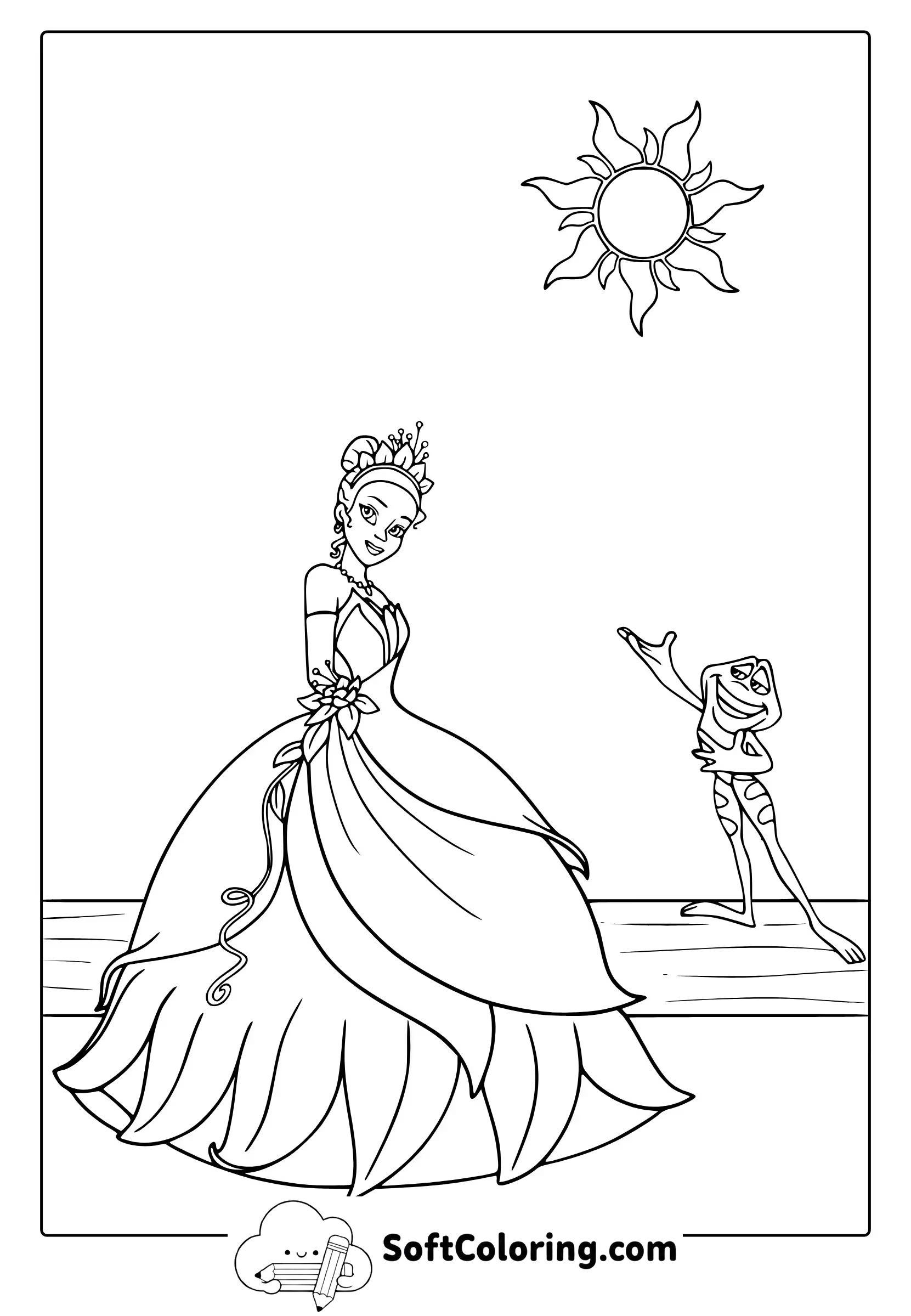 Disney princess tiana coloring page