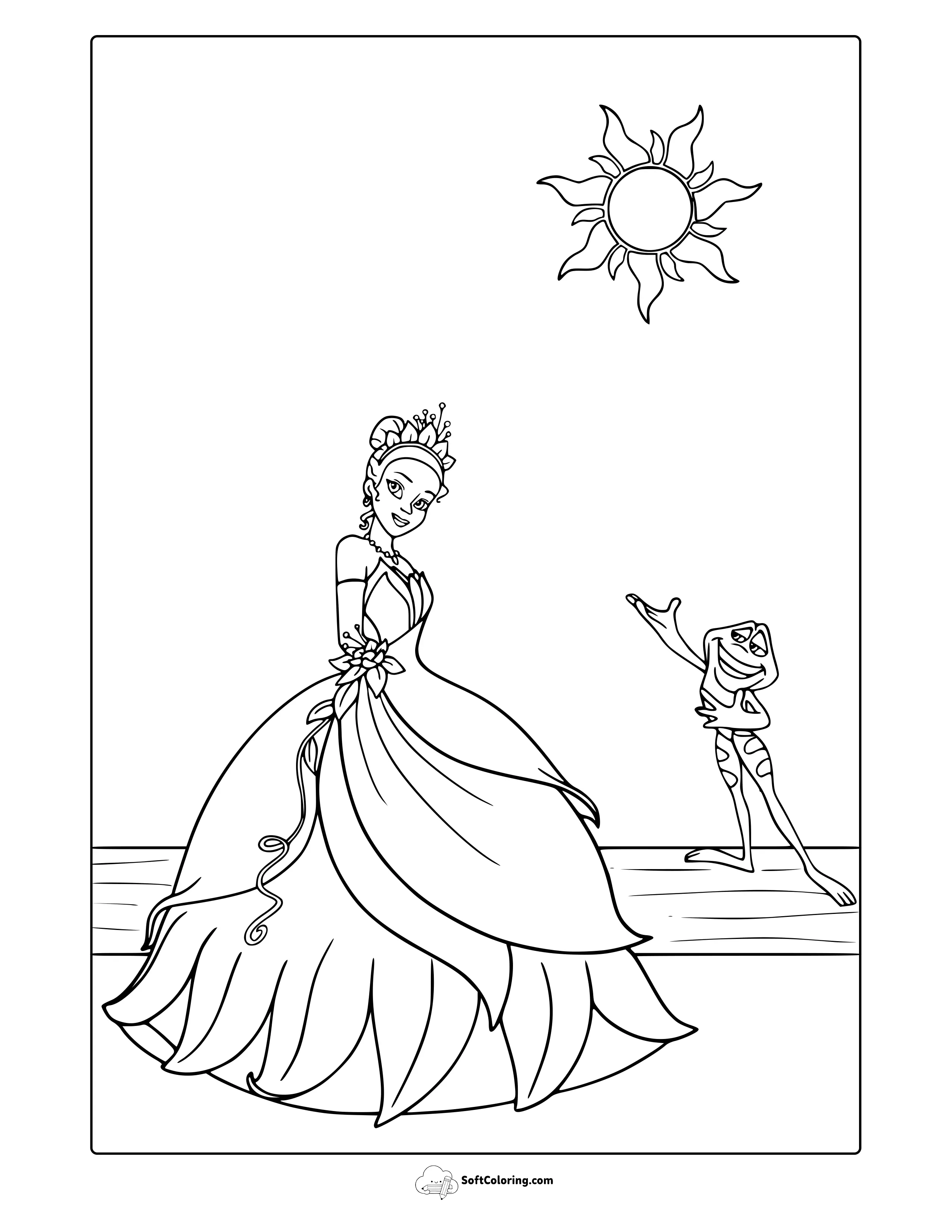Disney Princess Tiana Coloring Page