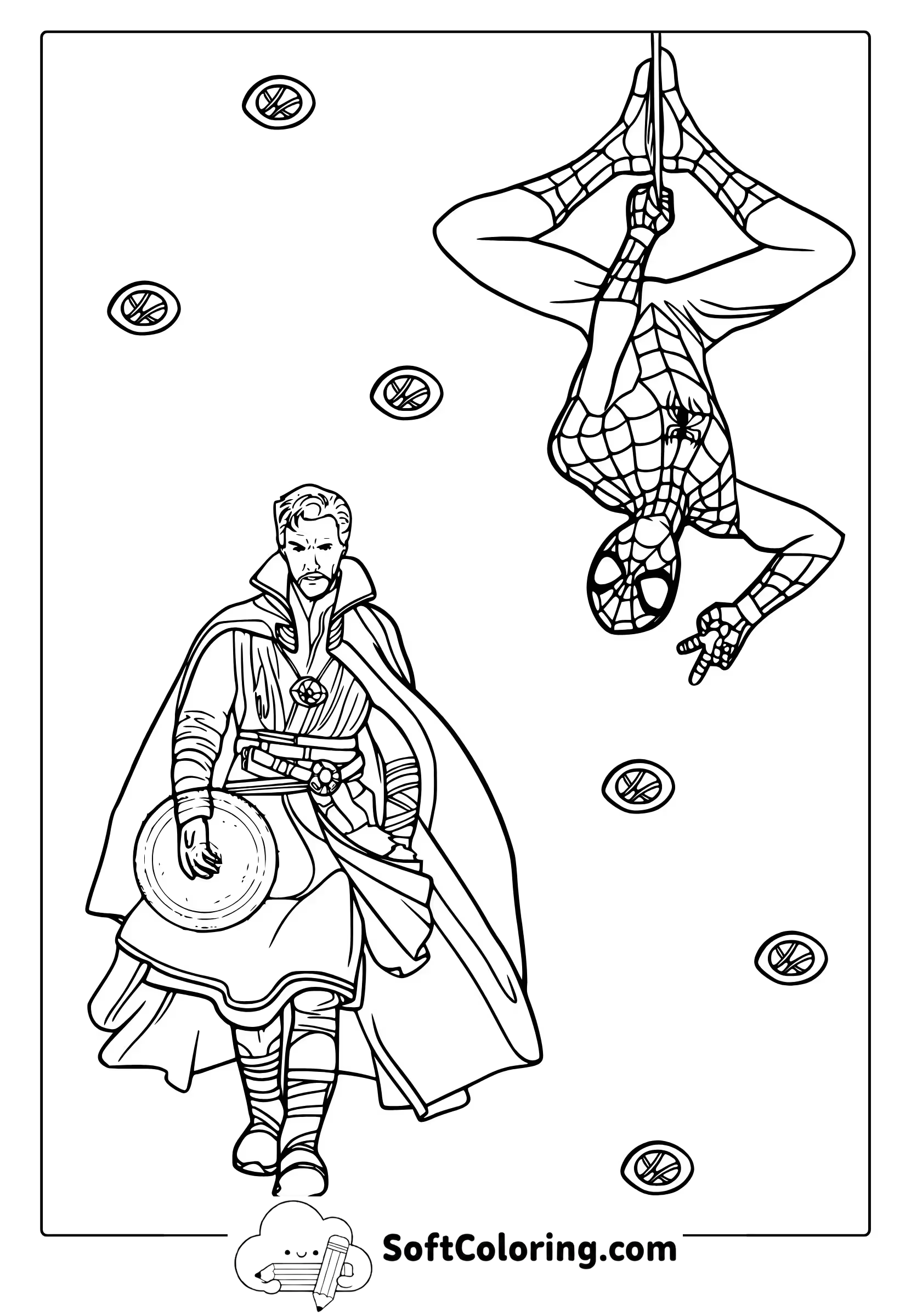 Doctor Strange and Spider-Man Coloring Page