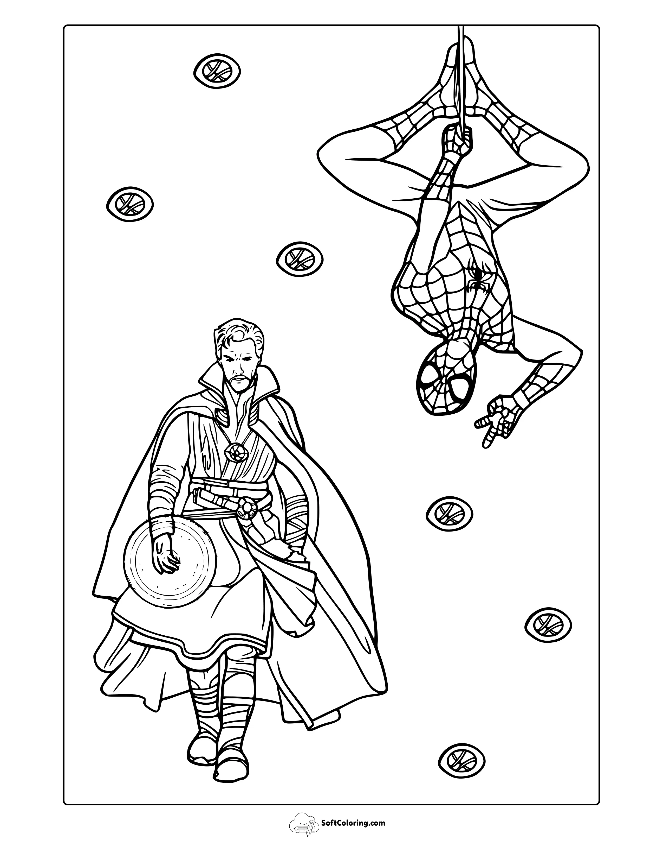 Doctor Strange And Spider-Man Coloring Page
