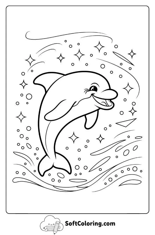 Dolphin Playing In A Sea Of Glitter