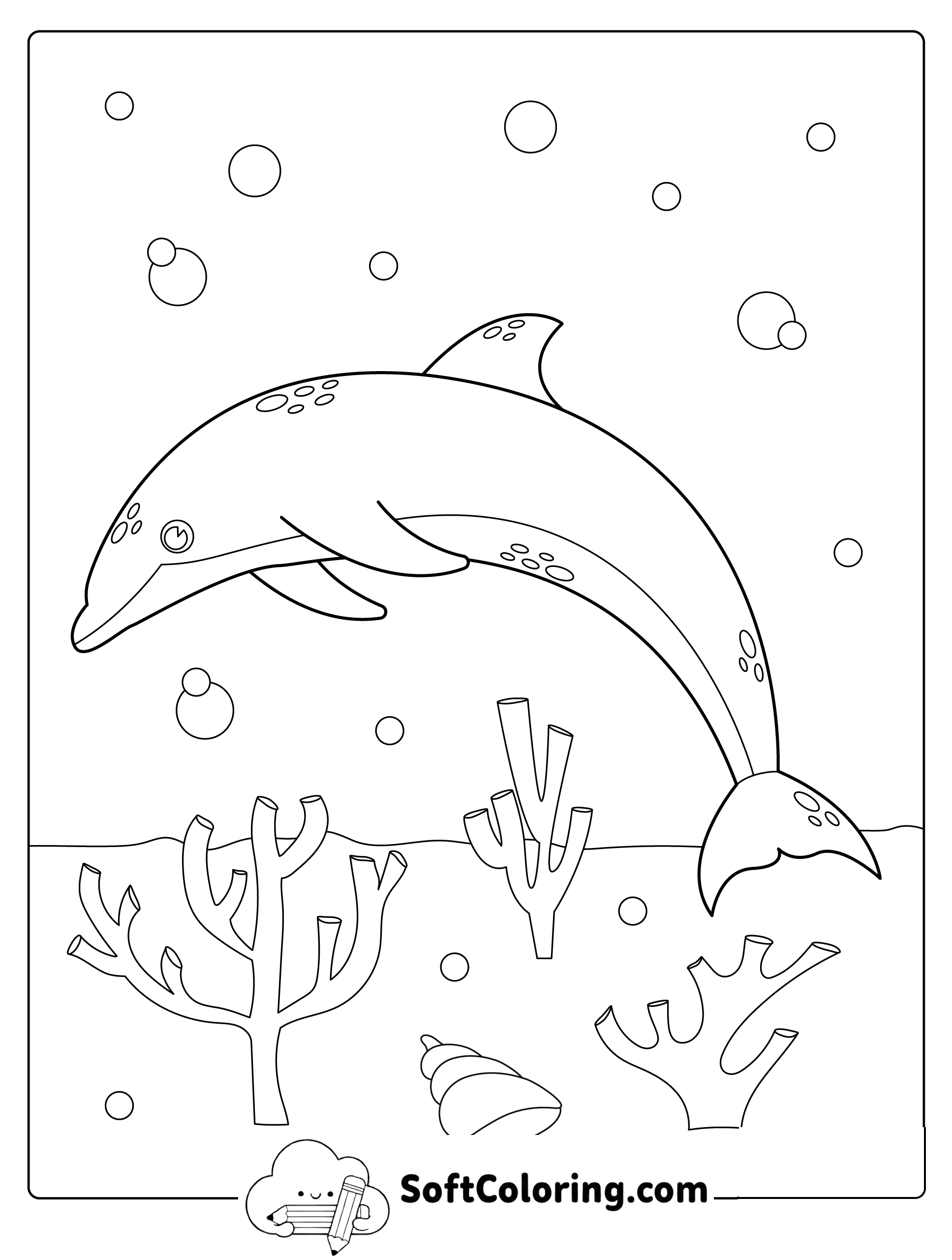Dolphin Swimming Underwater Coloring Page