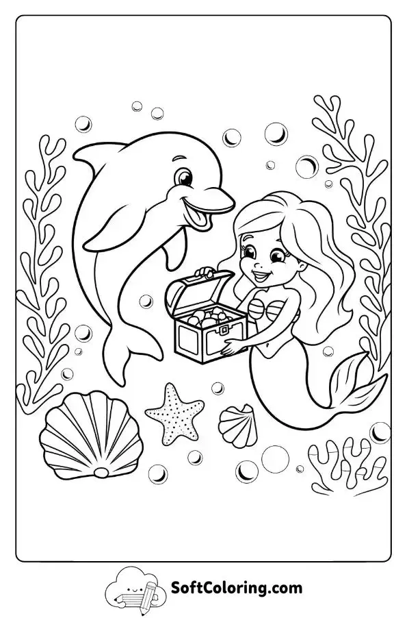 Dolphin And Mermaid Discovering Ocean Secrets