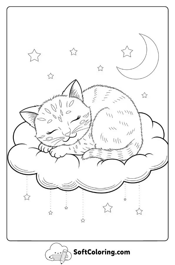 Dreamy Kitten Resting on a Cloud