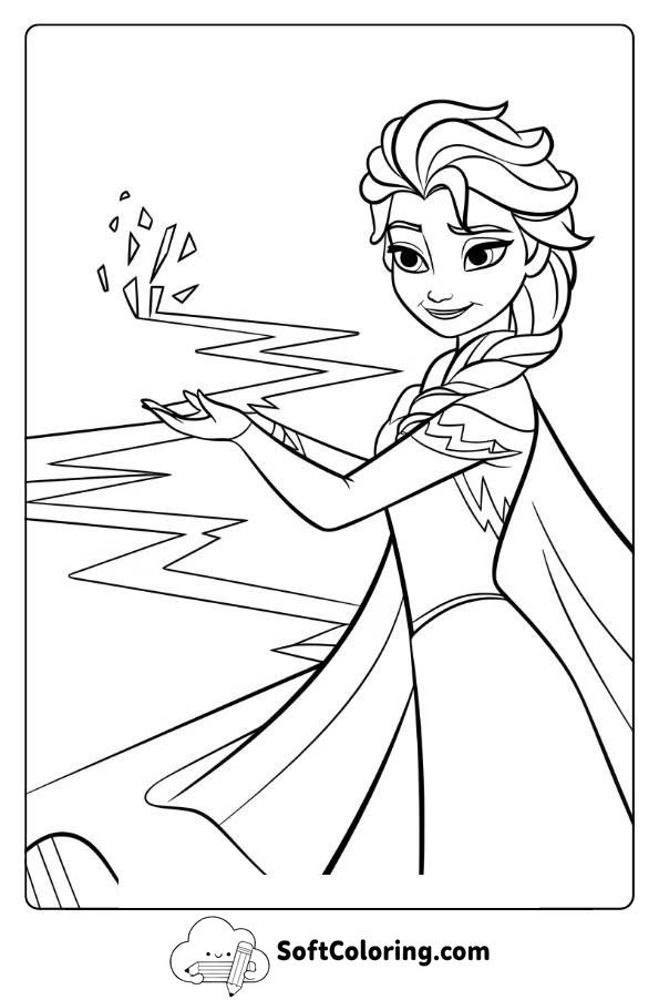 Elsa Creating a Path of Ice for Her Friends