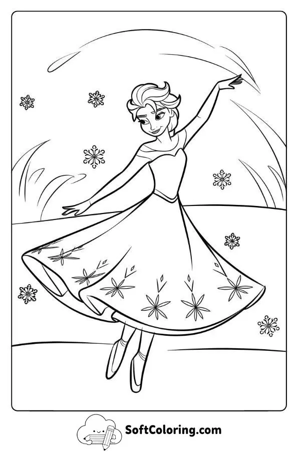 Elsa Dancing Gracefully In A Snowy Landscape