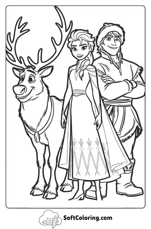 Elsa With Sven And Kristoff Preparing For A Winter Journey