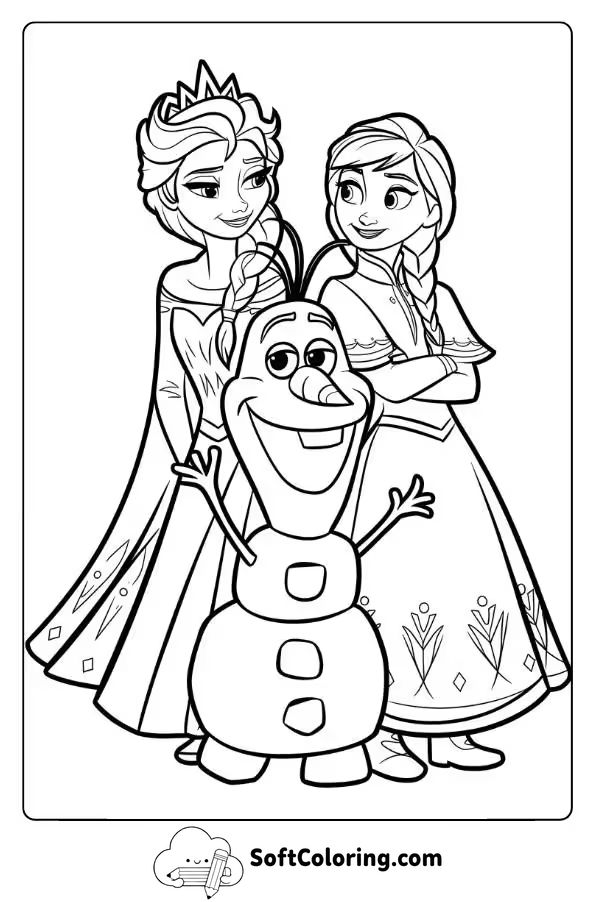 Elsa with Anna and Olaf Laughing Together
