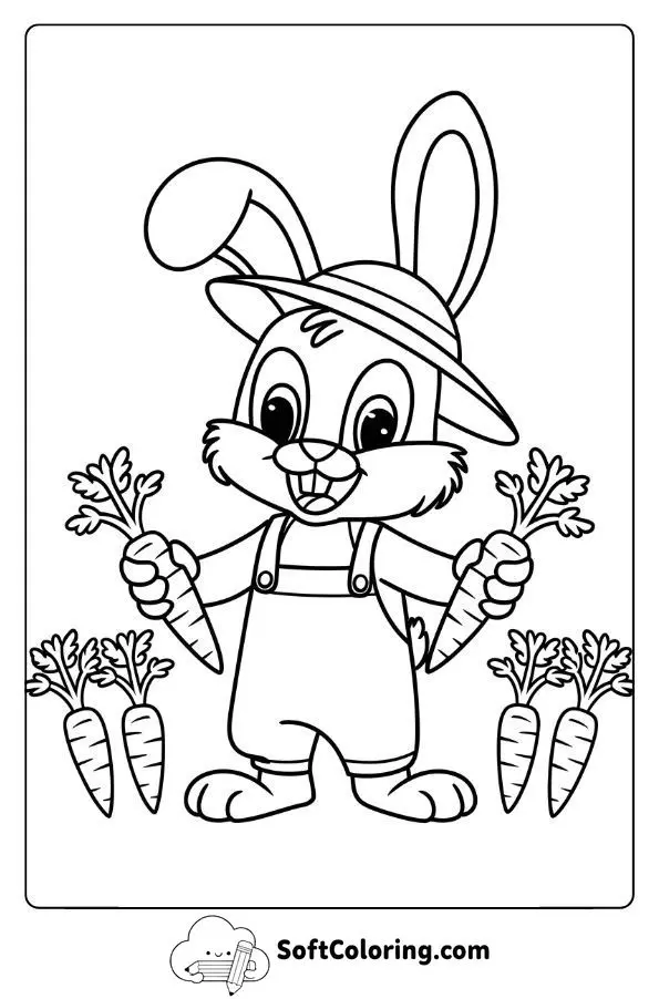 Farmer Bunny Harvesting Carrots