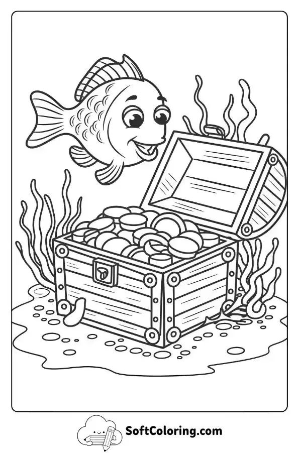 Fish Exploring Ancient Sunken Treasure