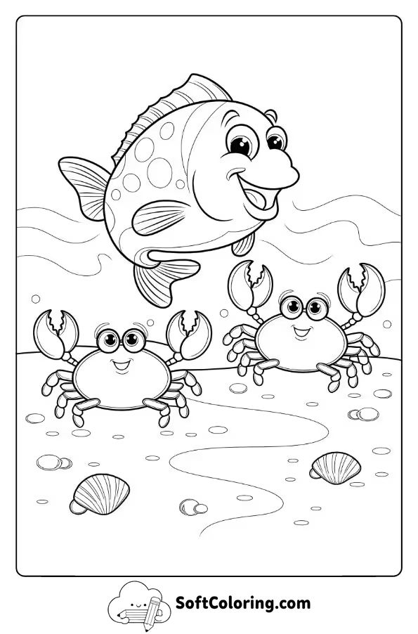 Fish and Crabs on a Beachy Shore