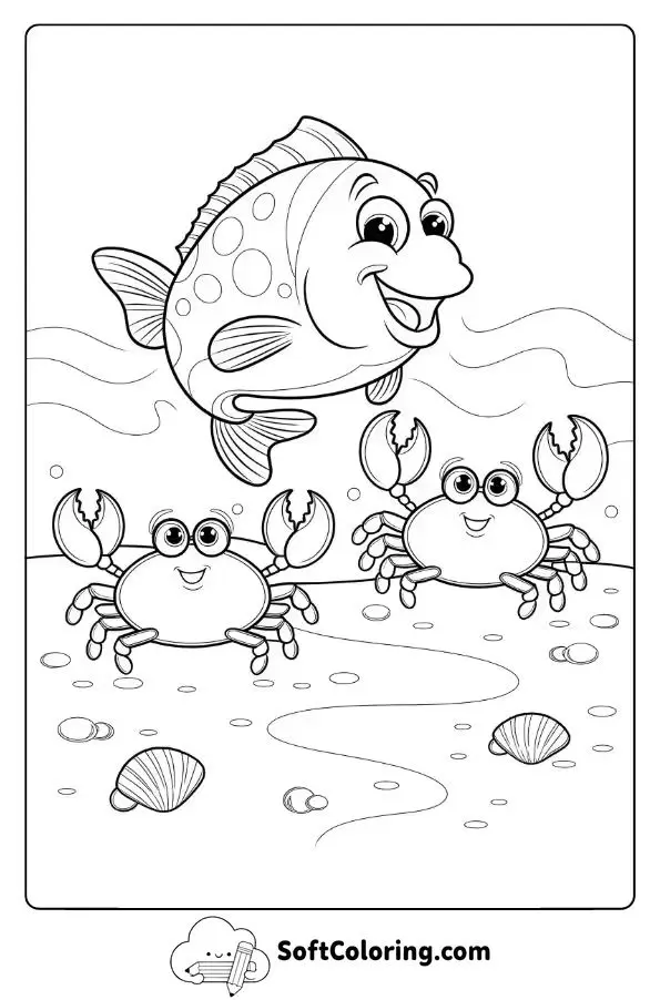 Fish And Crabs On A Beachy Shore