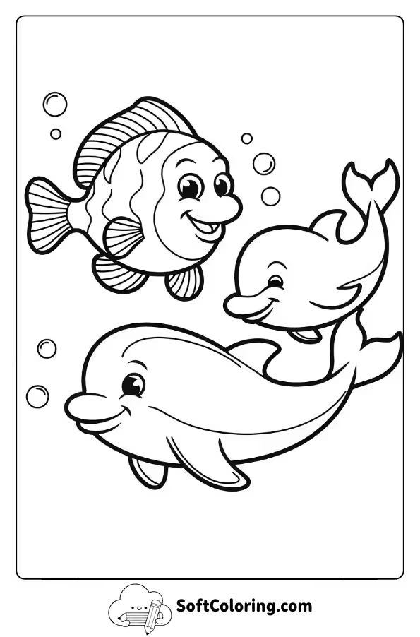 Fish and Dolphins in Deep Blue Waters