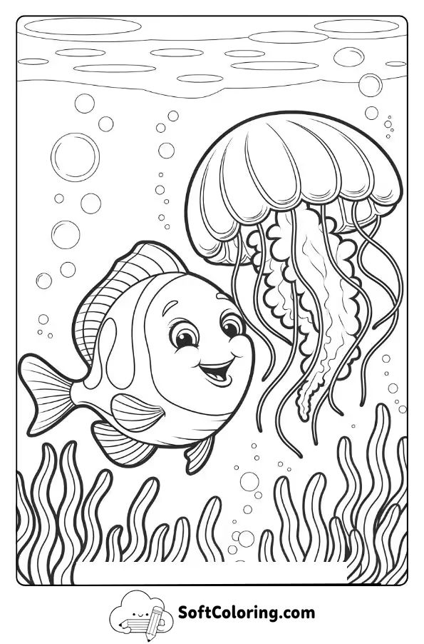 Fish and Jellyfish in the Blue Deep