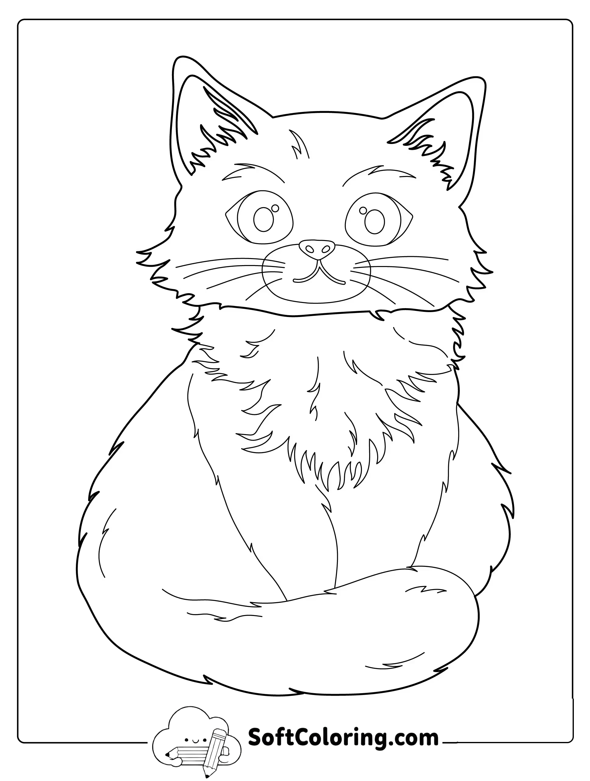 Fluffy Cat Coloring Page