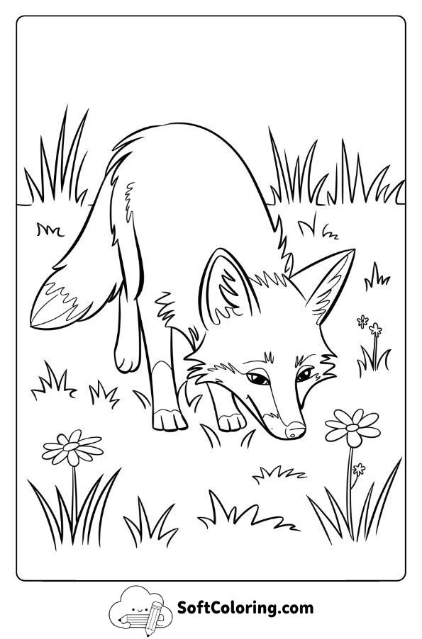 Fox Exploring a Meadow at Daybreak