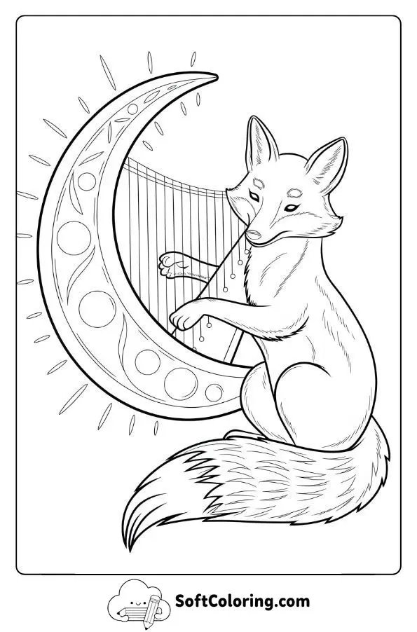 Fox Playing A Luminous Moon Harp