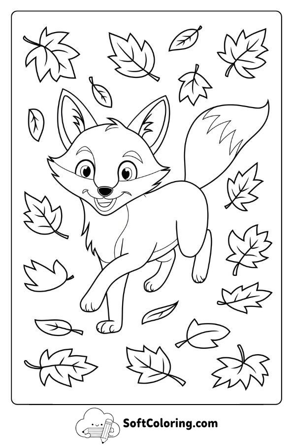 Fox Trotting Through Fallen Autumn Leaves