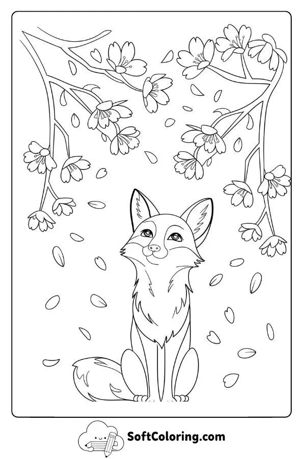 Fox Underneath A Canopy Of Cherry Blossoms