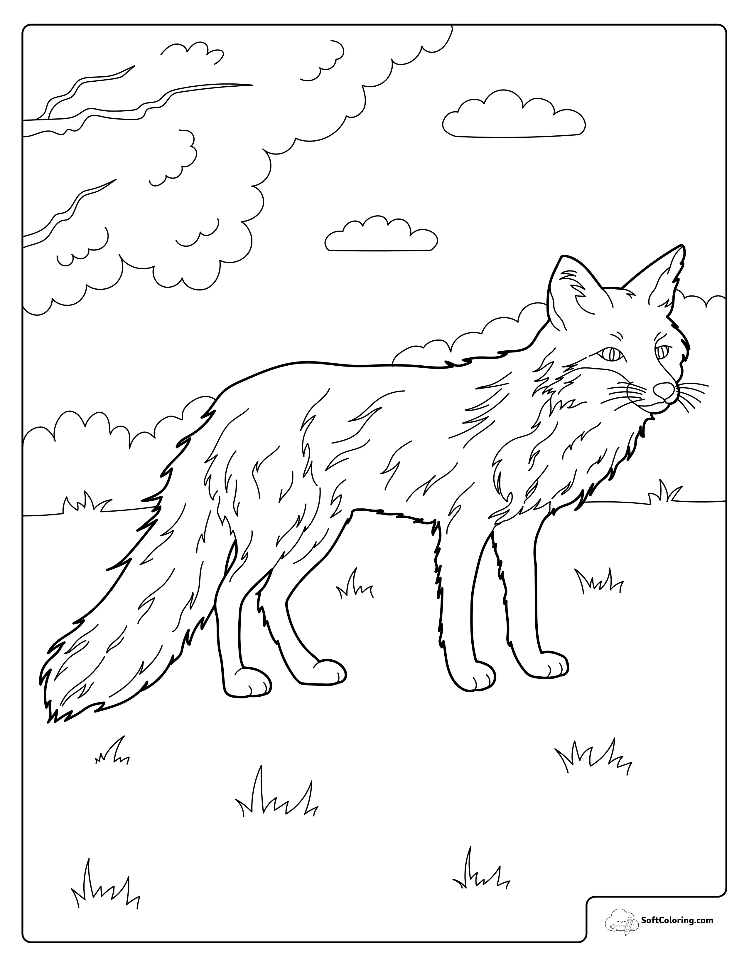 Fox In The Forest Coloring Page