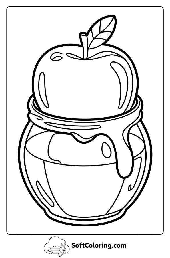 Fresh Apple Floating in a Glass Jar of Honey