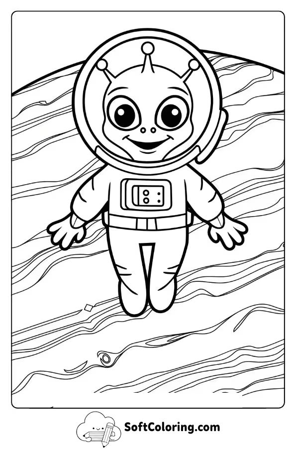 Friendly Alien Floating over Jupiter’s Storms