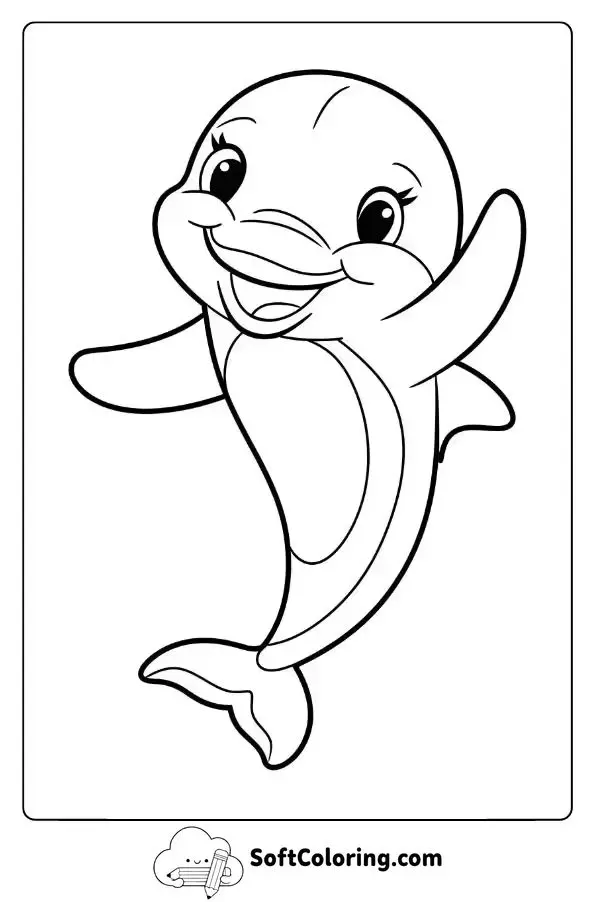 Friendly Dolphin Waving With A Big Smile