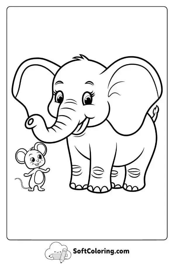 Friendly Elephant And Mouse Duo