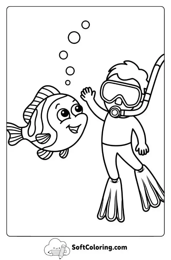 Friendly Fish Meeting A Diver