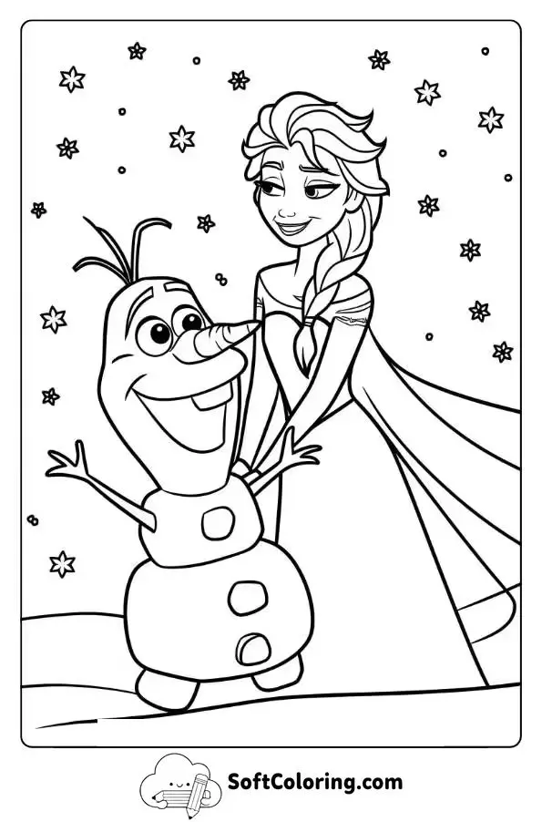 Frozen Elsa Laughing With Olaf In The Snow