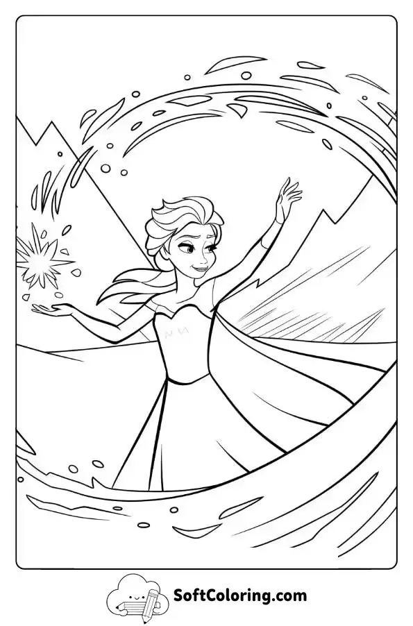Frozen Elsa Using Her Ice Powers In The Snowy Mountains