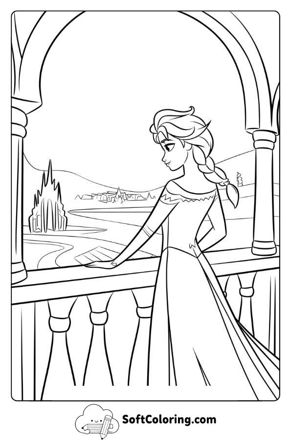 Frozen Elsa Watching Over Arendelle from Her Ice Palace