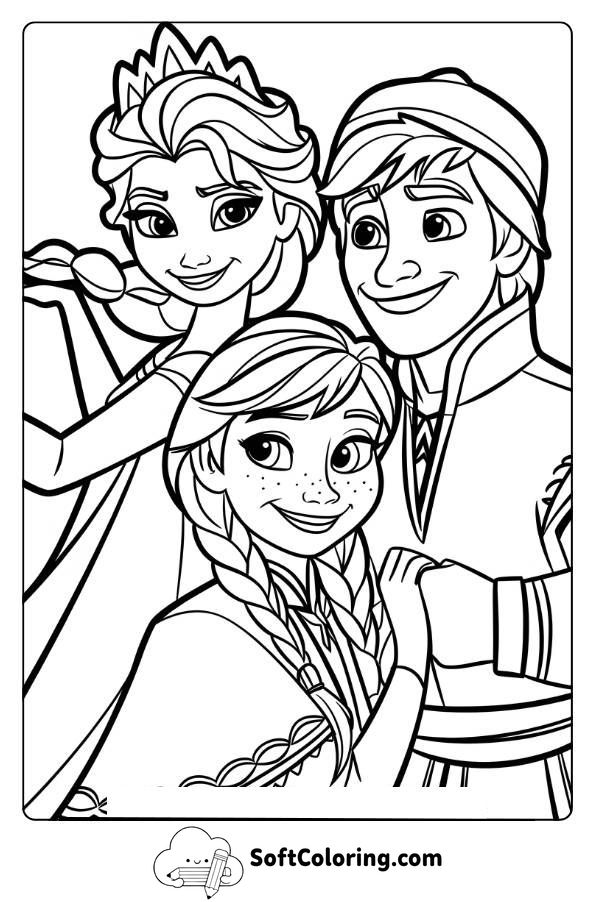 Frozen Elsa with Anna and Kristoff Smiling Together