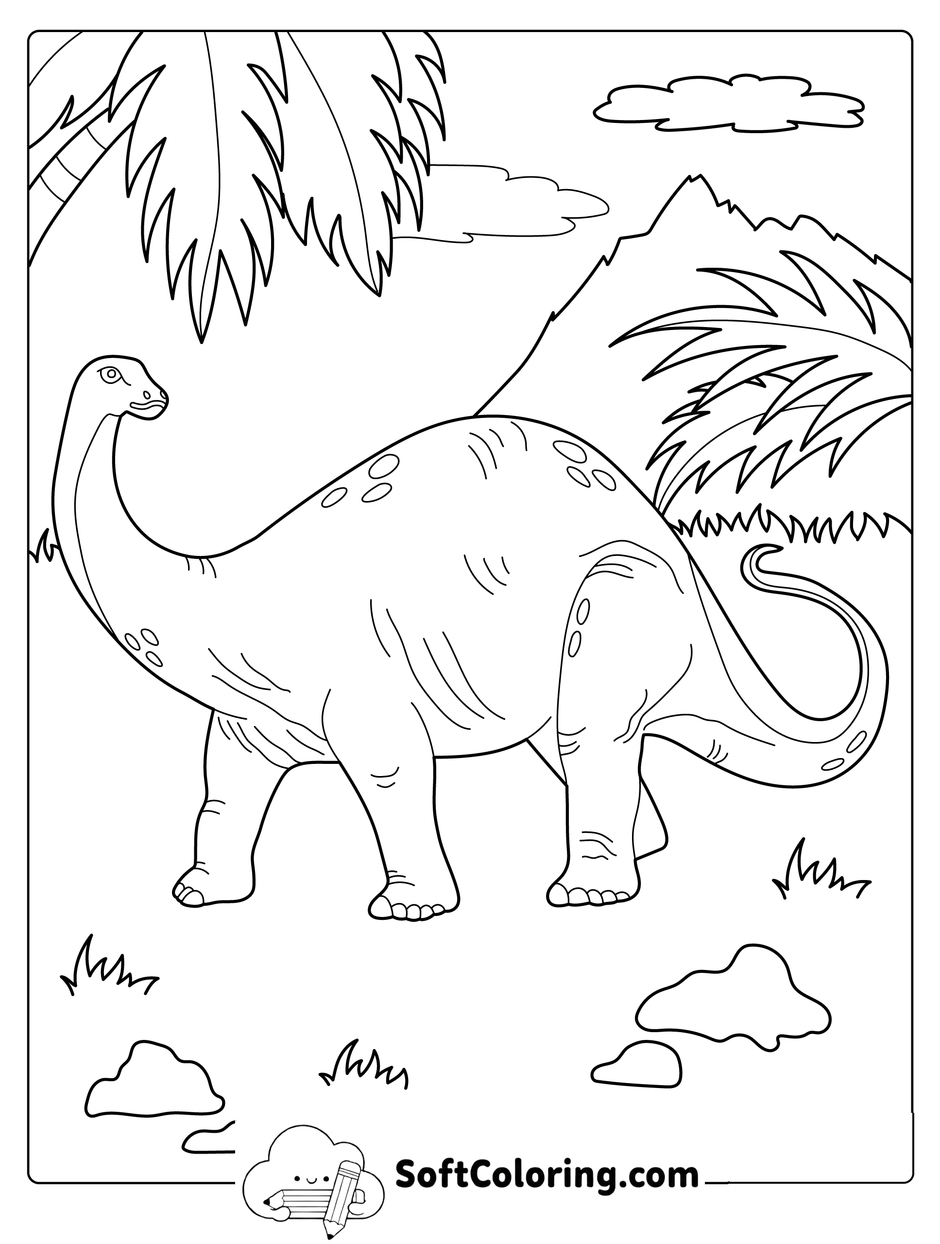 Gentle Brachiosaurus Coloring Page