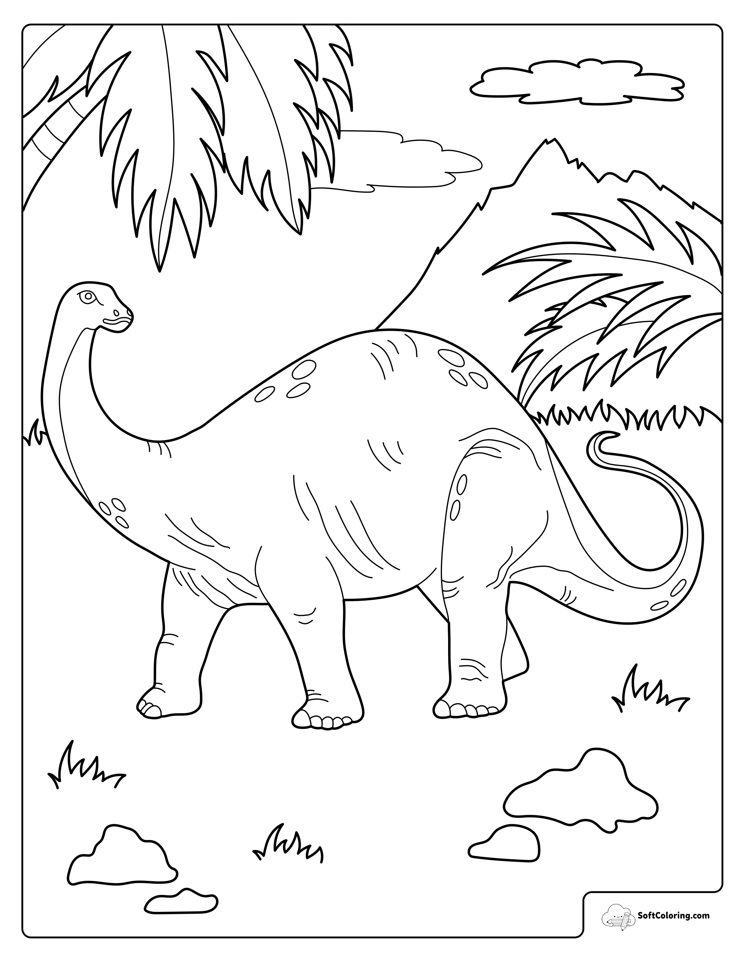 Gentle Brachiosaurus Coloring Page