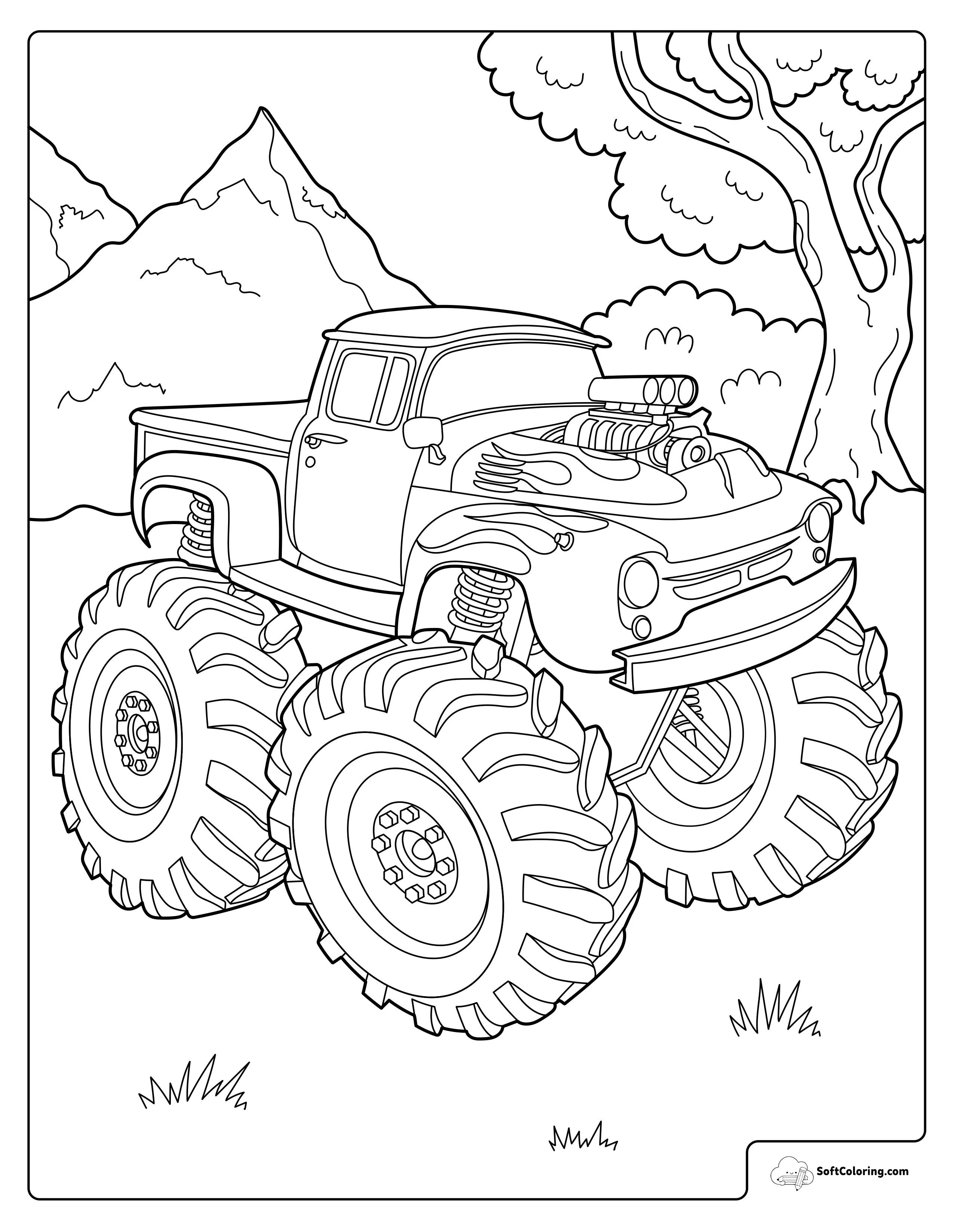 Giant Monster Truck Adventure Coloring Page