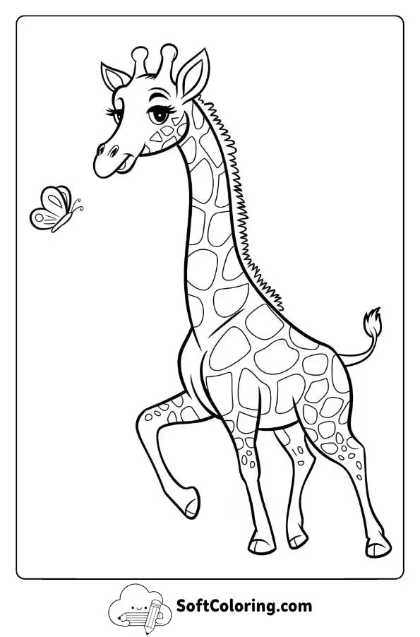 Giraffe Chasing a Butterfly