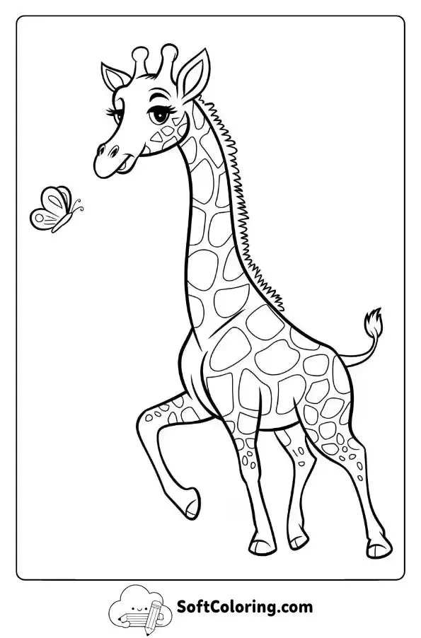 Giraffe Chasing A Butterfly