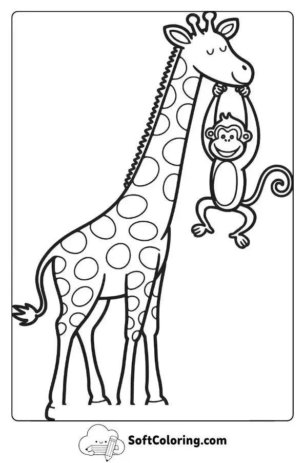 Giraffe Playing With A Monkey