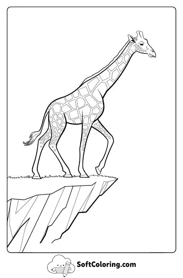 Giraffe Walking on the Edge of a Cliff