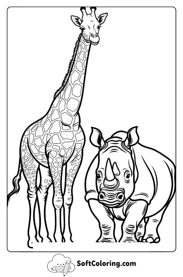 Giraffe With Rhino