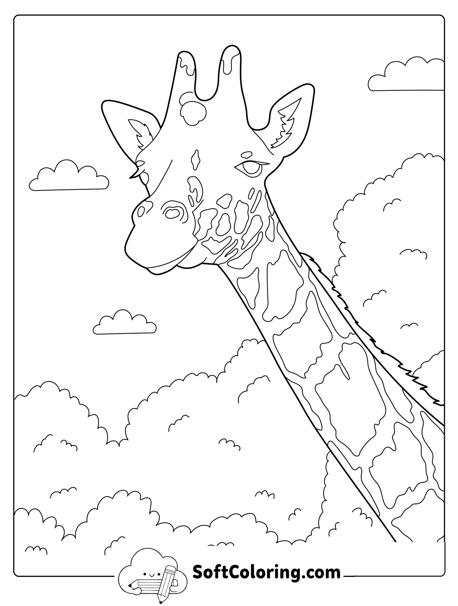 Giraffe in the Savannah Coloring Page