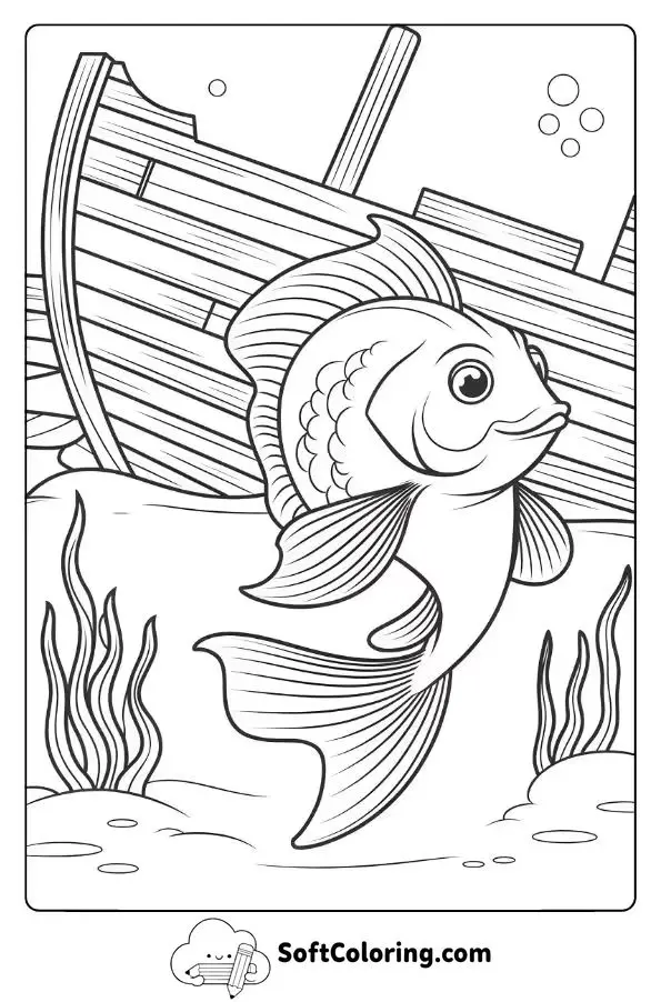Graceful Fish Swimming Past A Shipwreck
