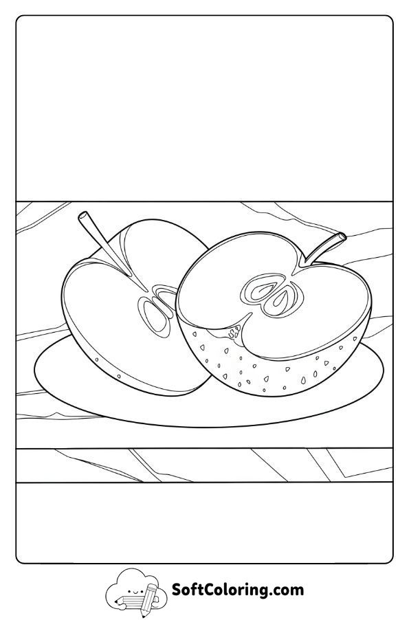 Half-Sliced Apple Resting on a Marble Kitchen Counter