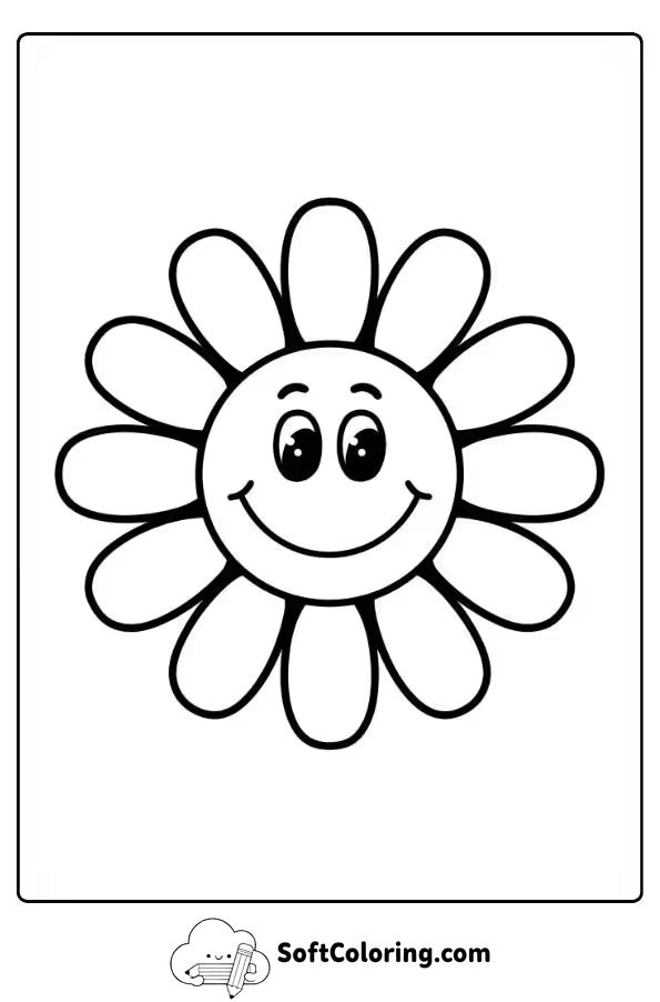 Happy Daisy Face Coloring Page