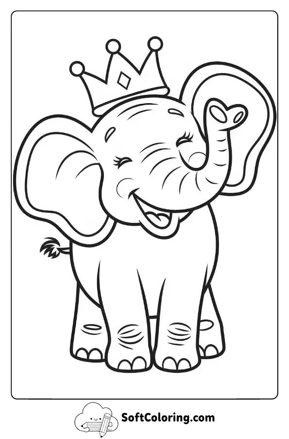 Happy Elephant With A Crown
