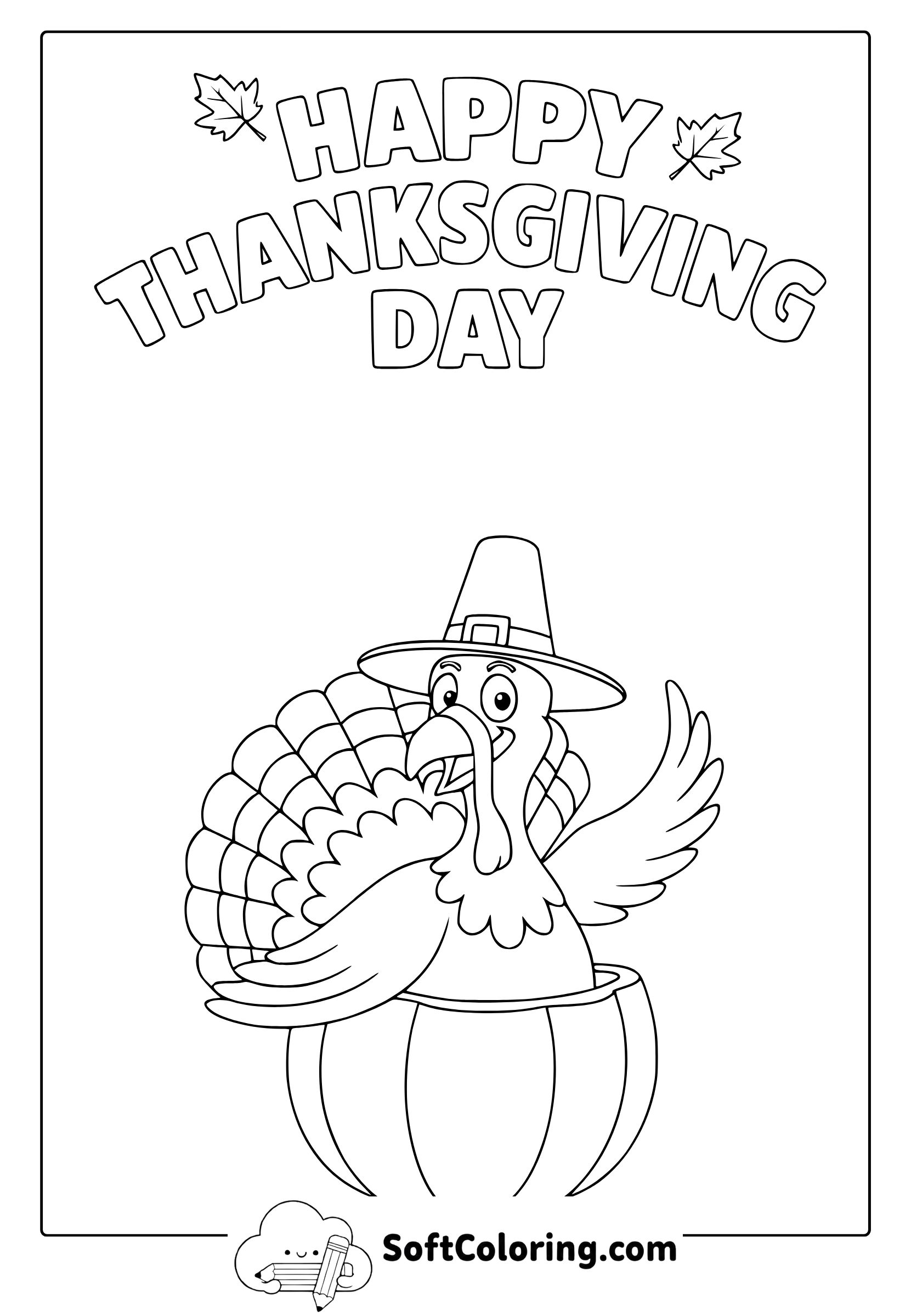 Happy Thanksgiving Turkey Coloring Page