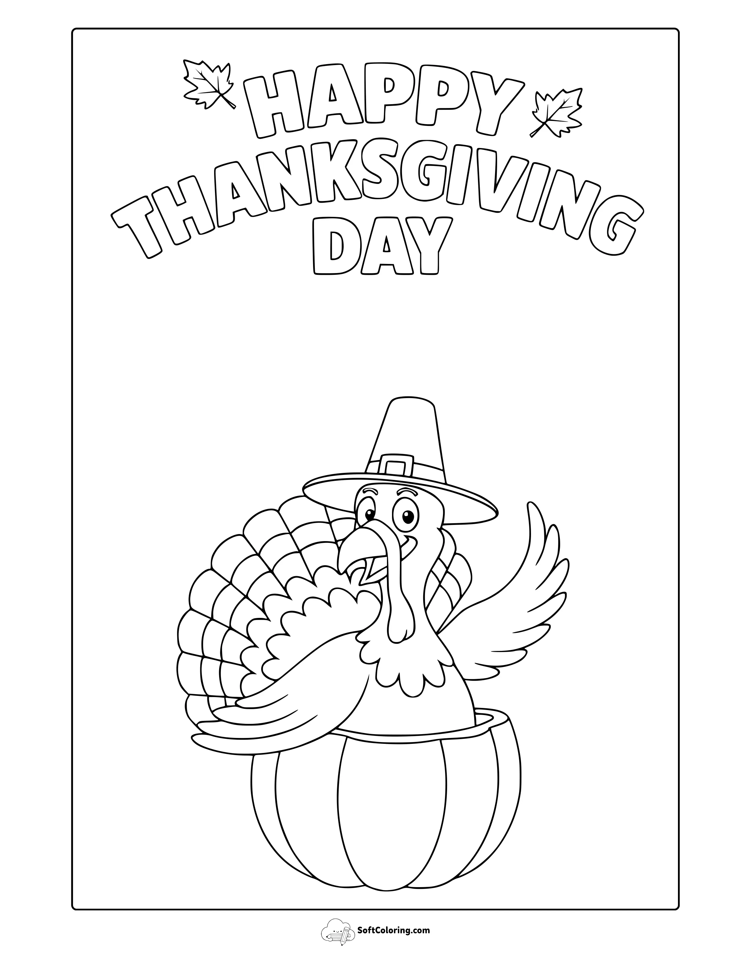 Happy Thanksgiving Turkey Coloring Page
